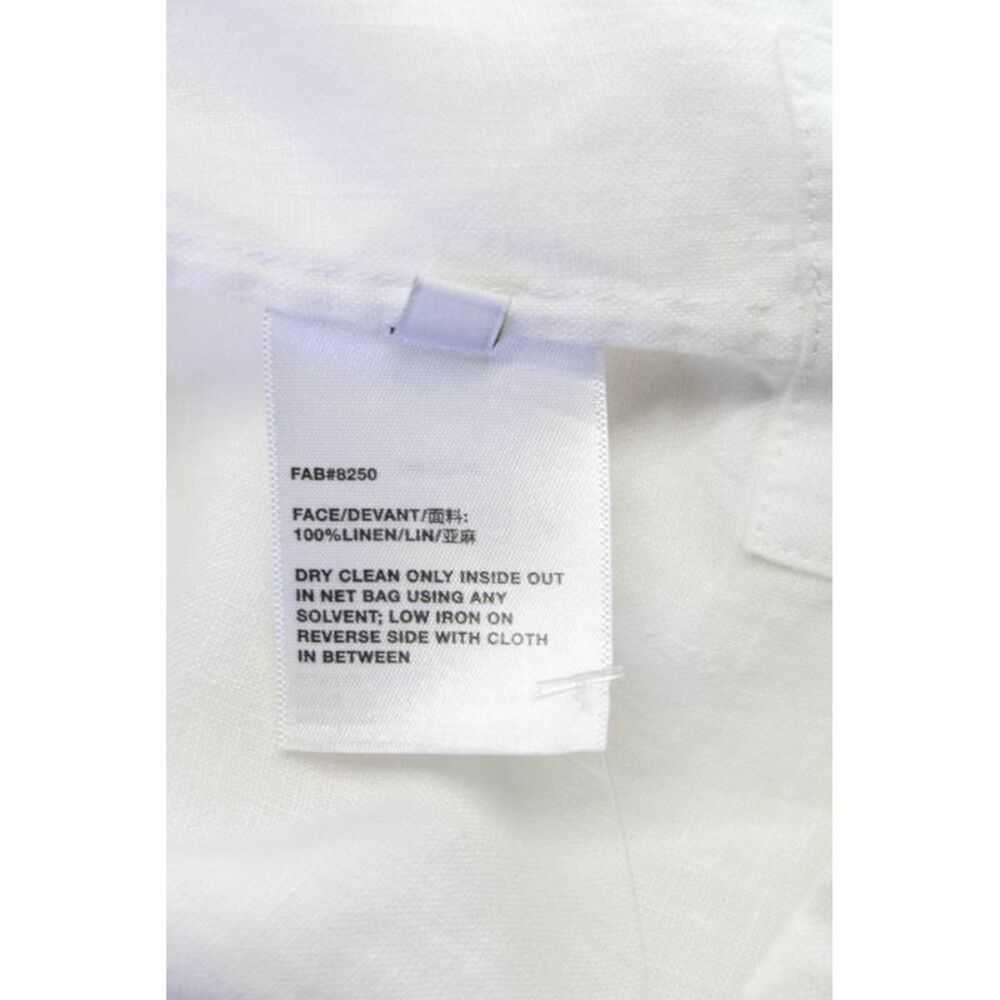 Lafayette 148 New York Women Linen Tunic White Collared 3/4 Sleeve Size L - Picture 4 of 6